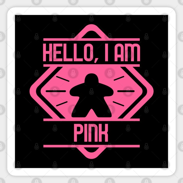 Hello I am Pink Meeple Board Games Addict Sticker by pixeptional